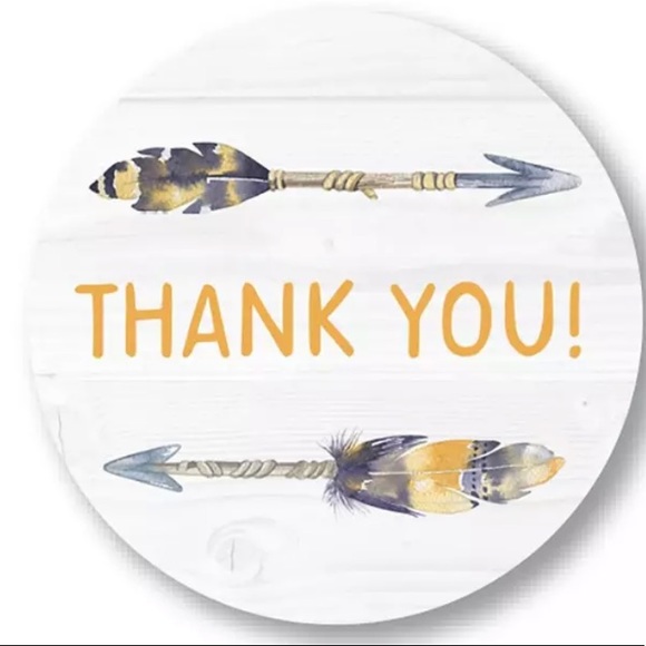100 1” Round Arrow Thank You Stickers Clearance - Picture 5 of 5